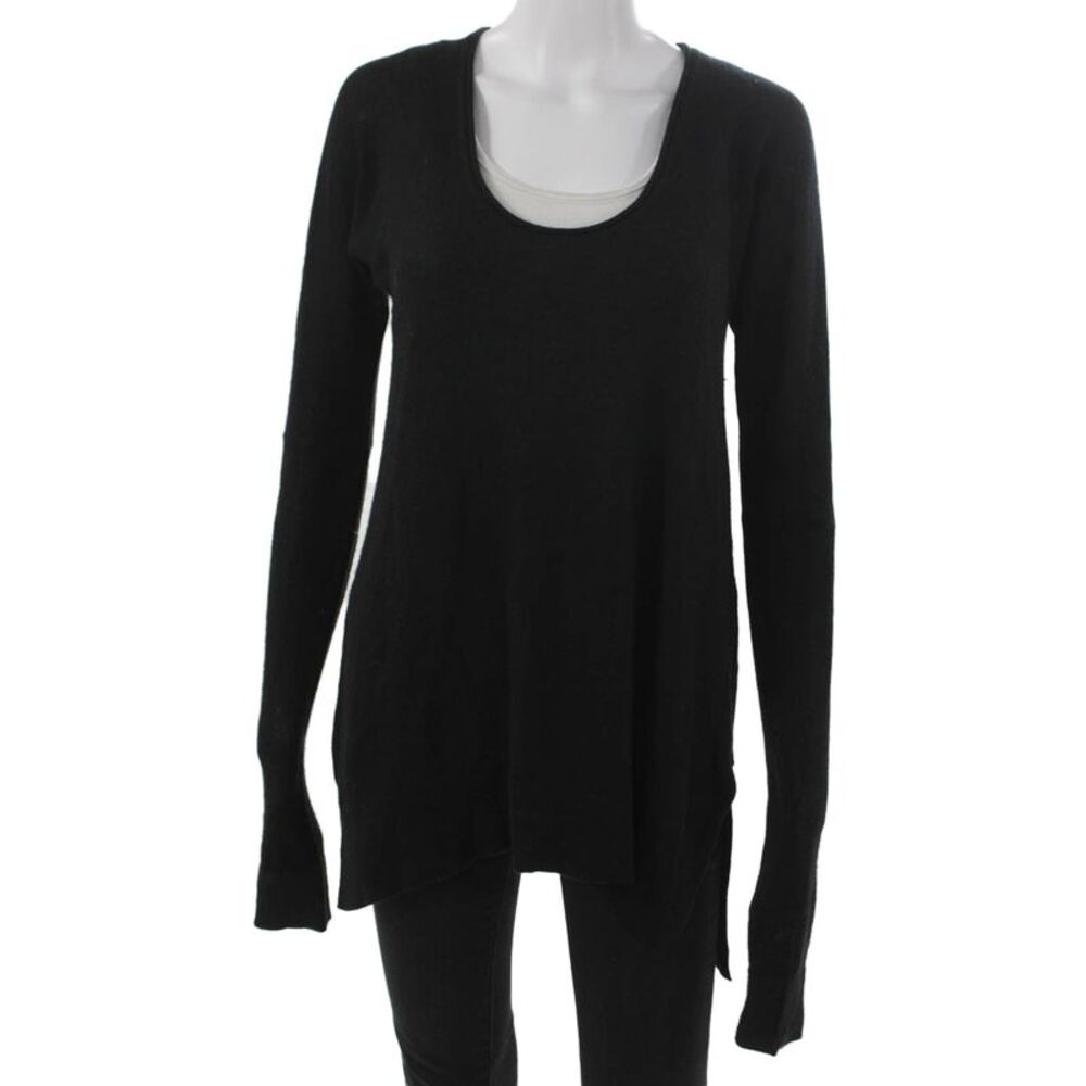 Urban Zen Womens Black Pullover Cashmere Silk Sweater Longsleeve Size M